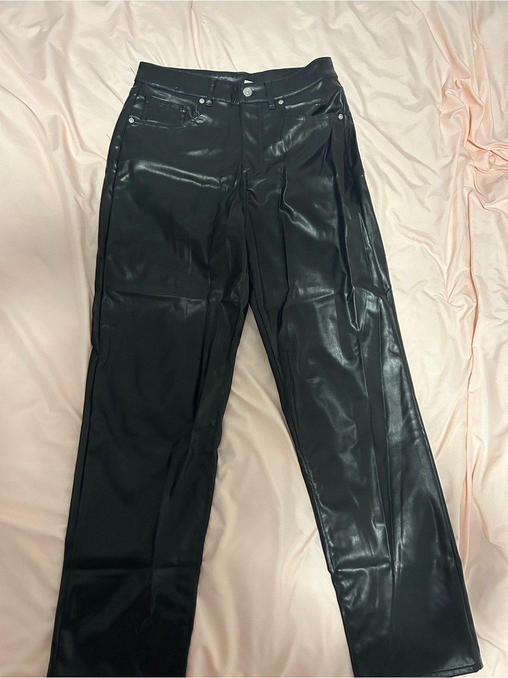 Black Faux Leather Women's Pants - Sleek Straight Leg